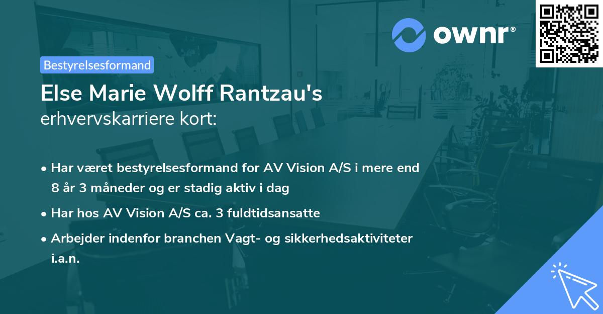 Else Marie Wolff Rantzau's erhvervskarriere kort