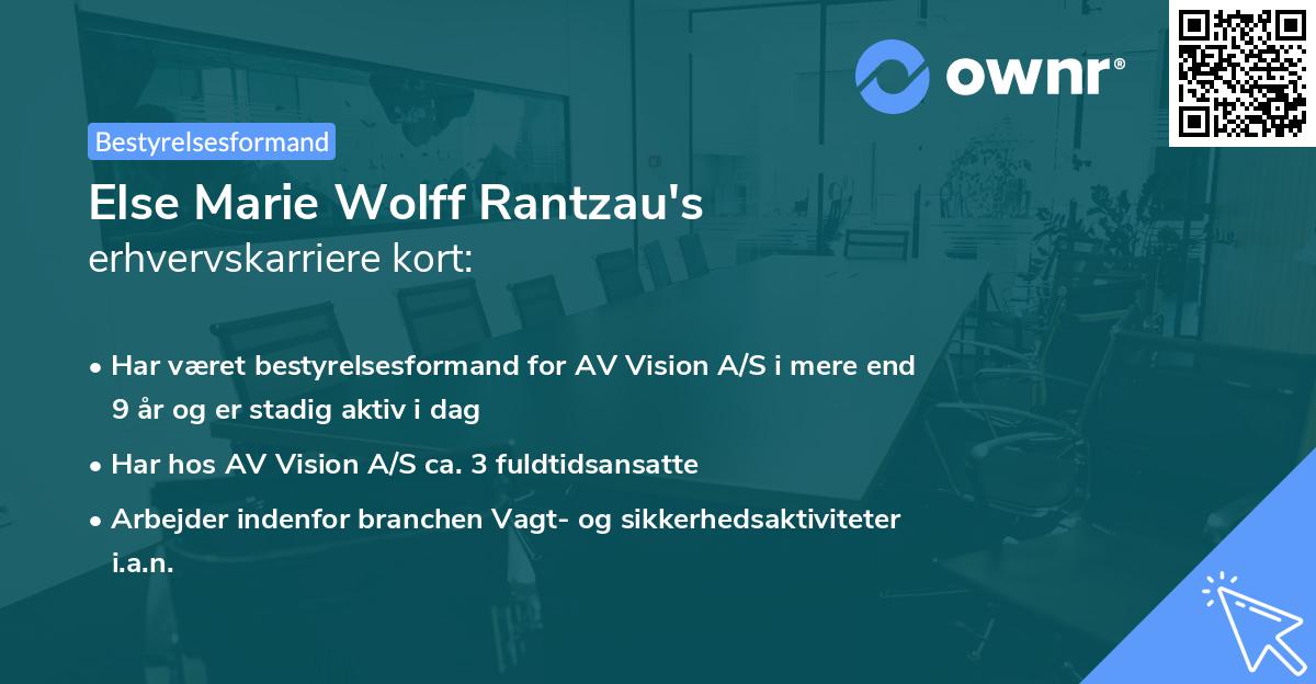 Else Marie Wolff Rantzau's erhvervskarriere kort