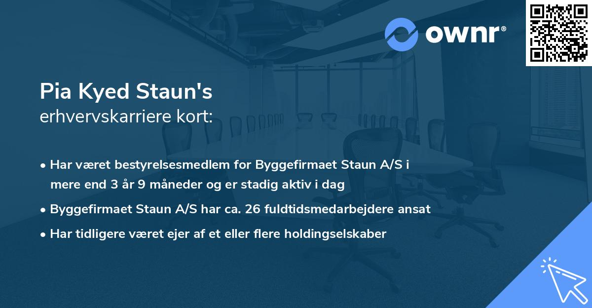 Pia Kyed Staun's erhvervskarriere kort