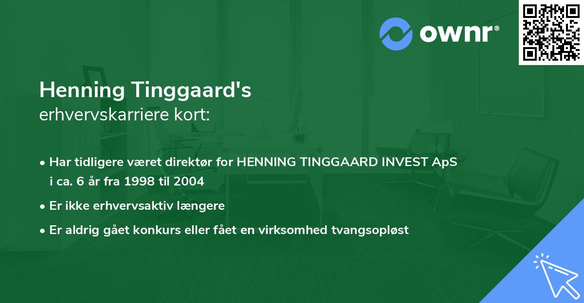 Henning Tinggaard's erhvervskarriere kort