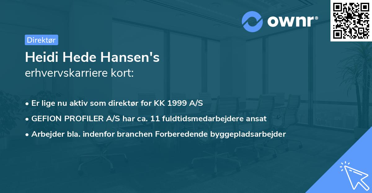 Heidi Hede Hansen's erhvervskarriere kort