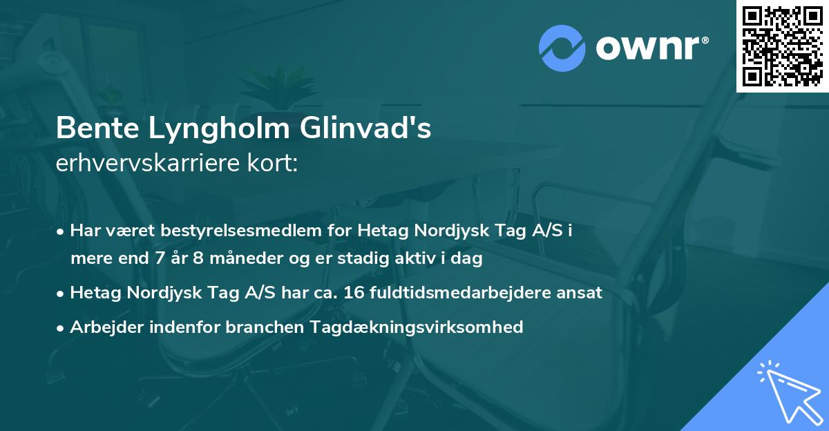 Bente Lyngholm Glinvad's erhvervskarriere kort