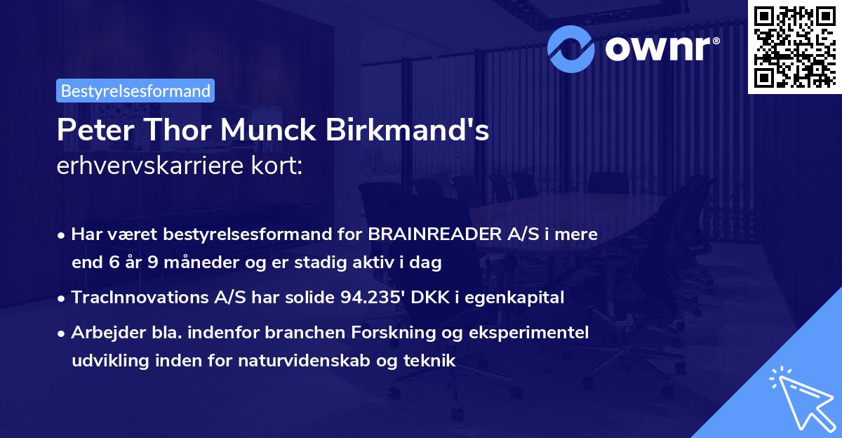 Peter Thor Munck Birkmand's erhvervskarriere kort