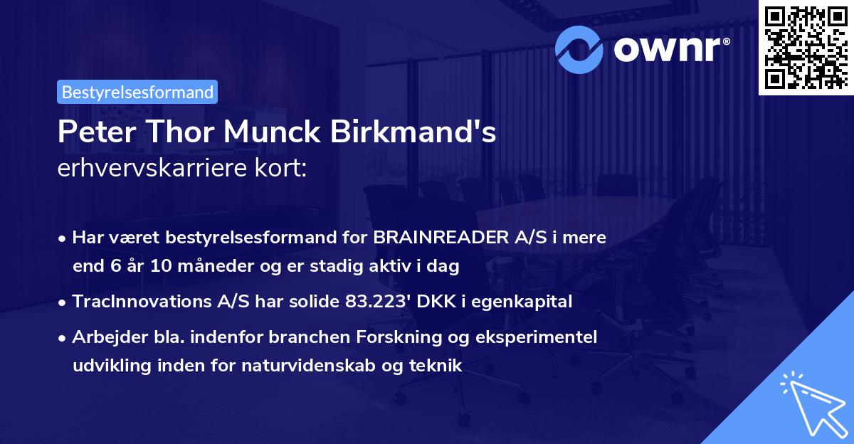 Peter Thor Munck Birkmand's erhvervskarriere kort