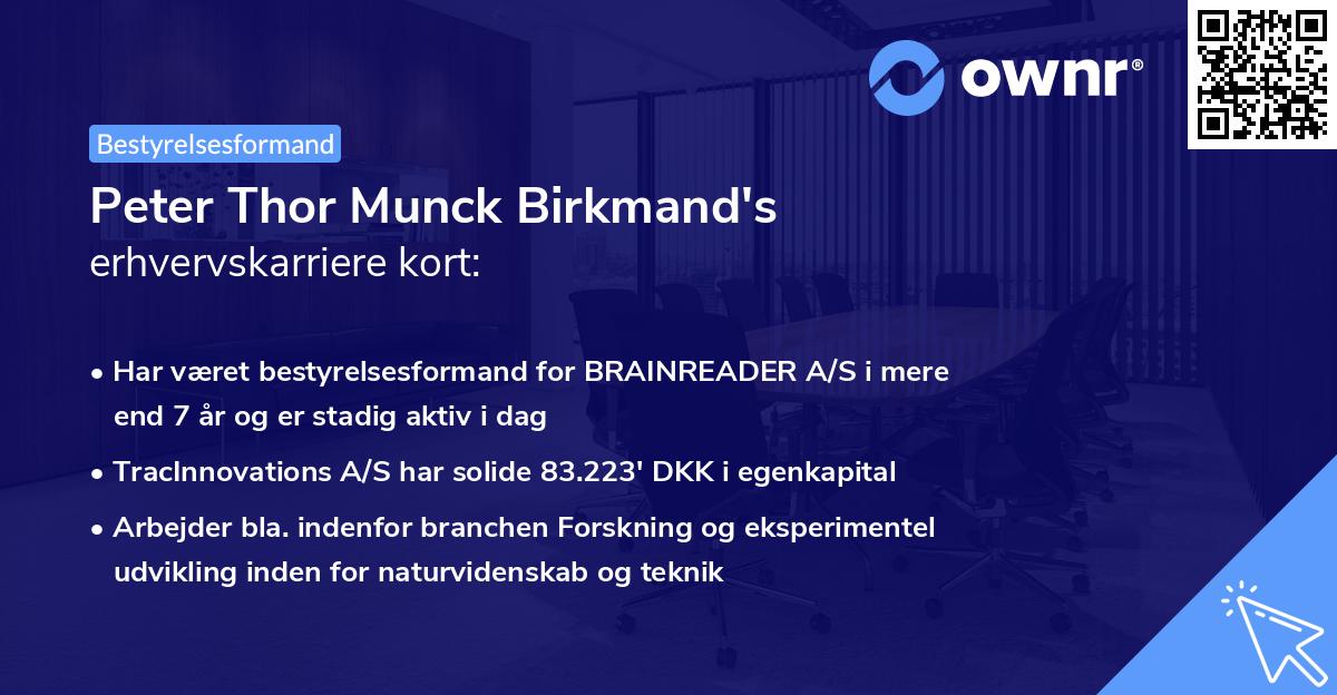 Peter Thor Munck Birkmand's erhvervskarriere kort