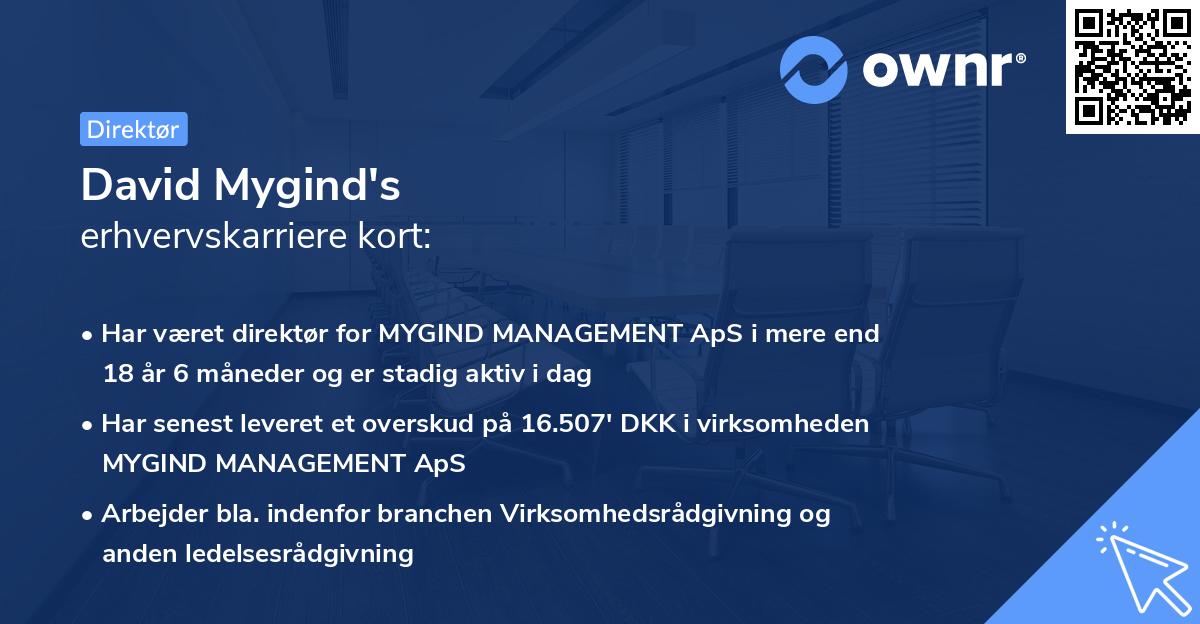 David Mygind's erhvervskarriere kort