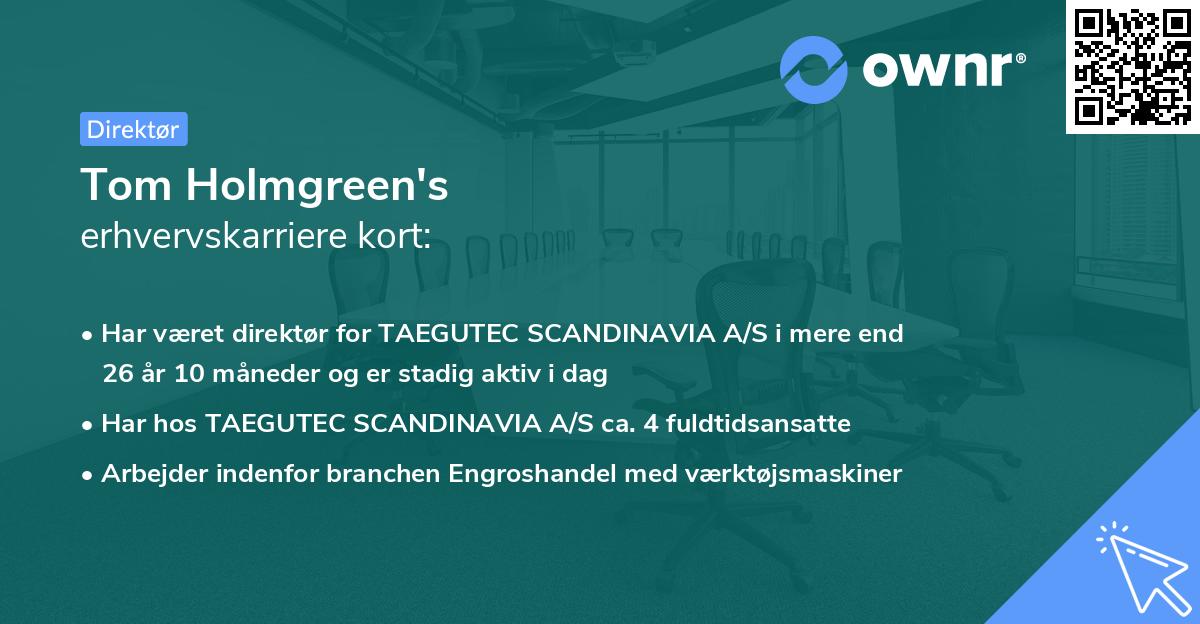Tom Holmgreen's erhvervskarriere kort