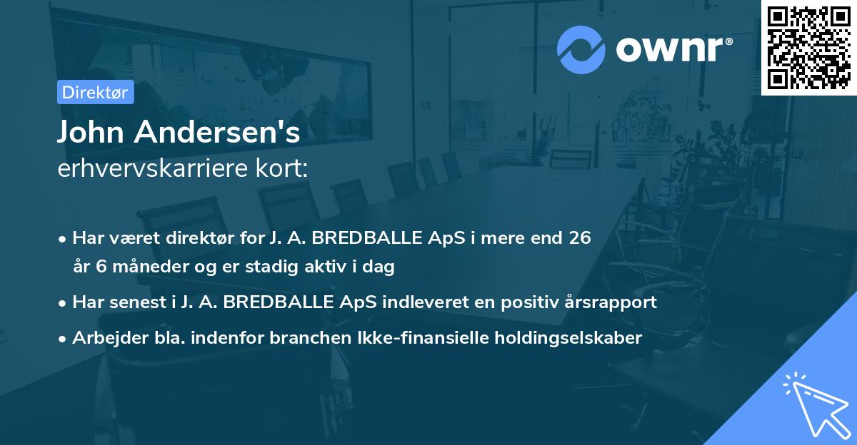 John Andersen's erhvervskarriere kort