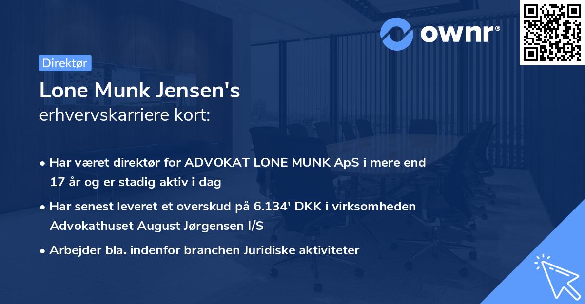 Lone Munk Jensen's erhvervskarriere kort