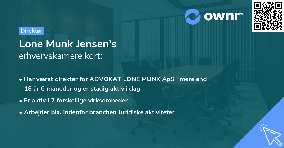 Lone Munk Jensen's erhvervskarriere kort