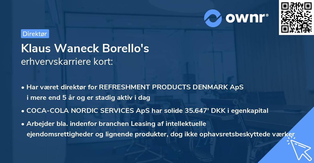 Klaus Waneck Borello's erhvervskarriere kort