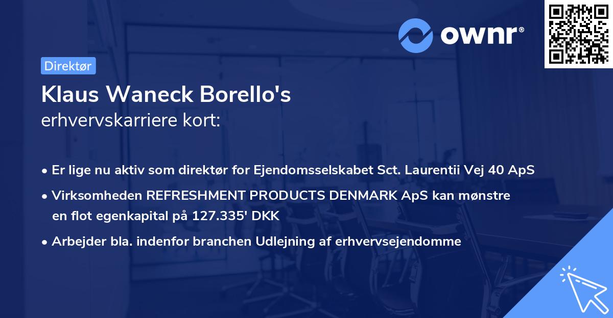 Klaus Waneck Borello's erhvervskarriere kort