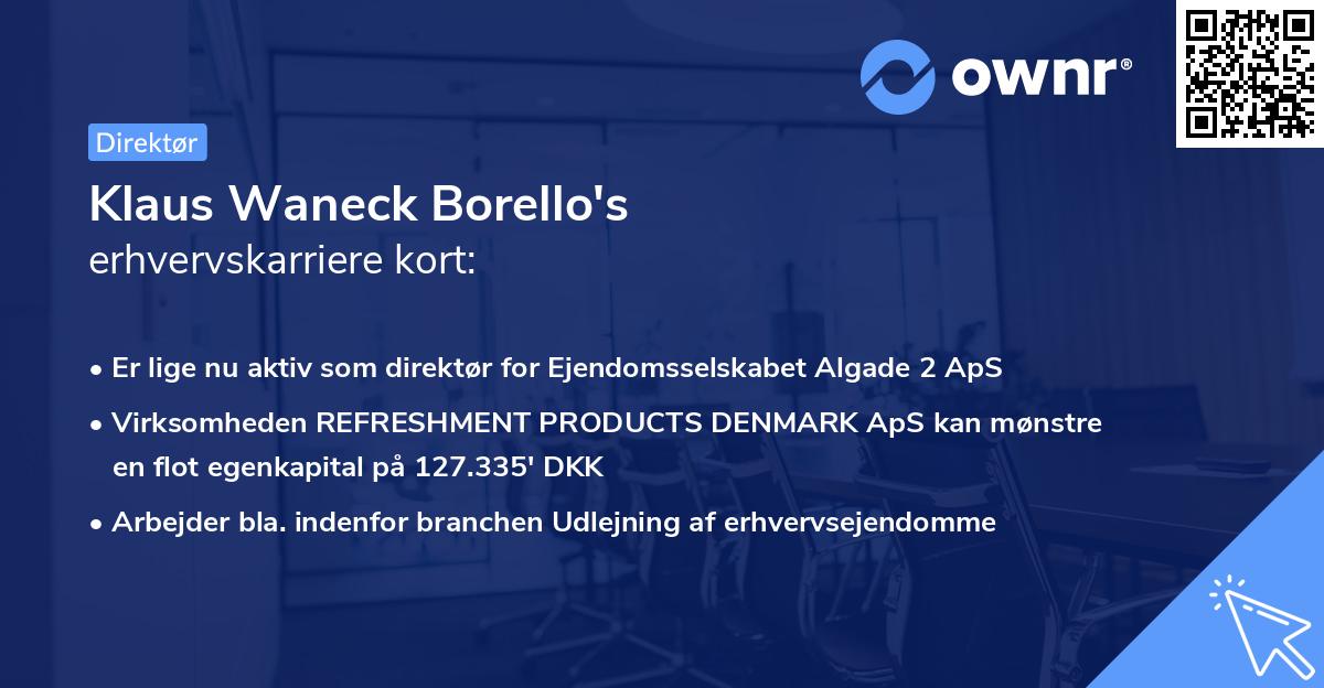 Klaus Waneck Borello's erhvervskarriere kort