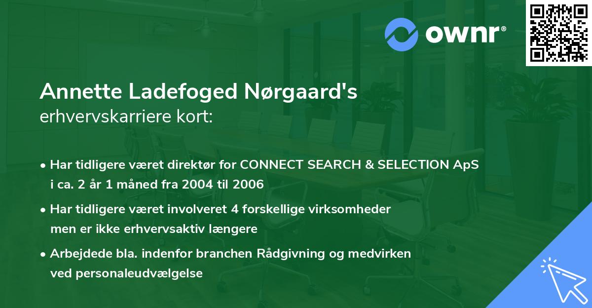 Annette Ladefoged Nørgaard's erhvervskarriere kort
