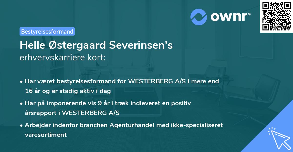 Helle Østergaard Severinsen's erhvervskarriere kort