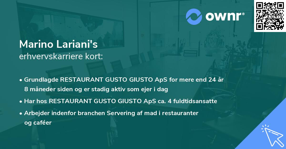 Marino Lariani's erhvervskarriere kort