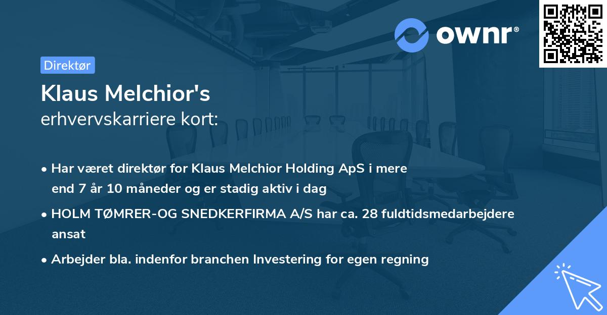 Klaus Melchior's erhvervskarriere kort