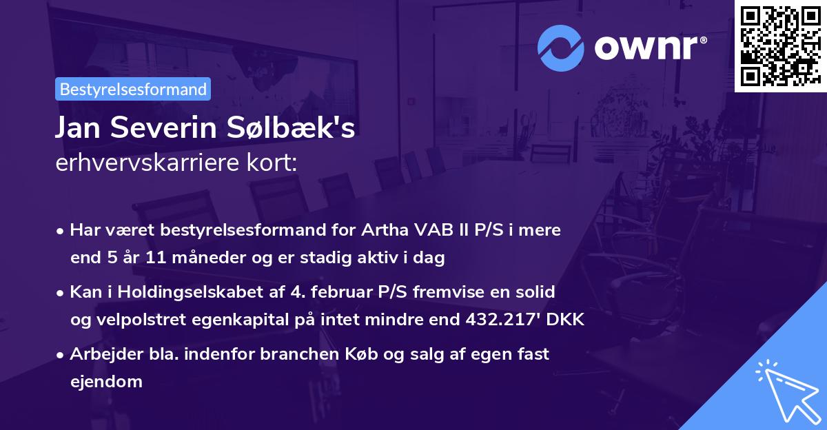 Jan Severin Sølbæk's erhvervskarriere kort