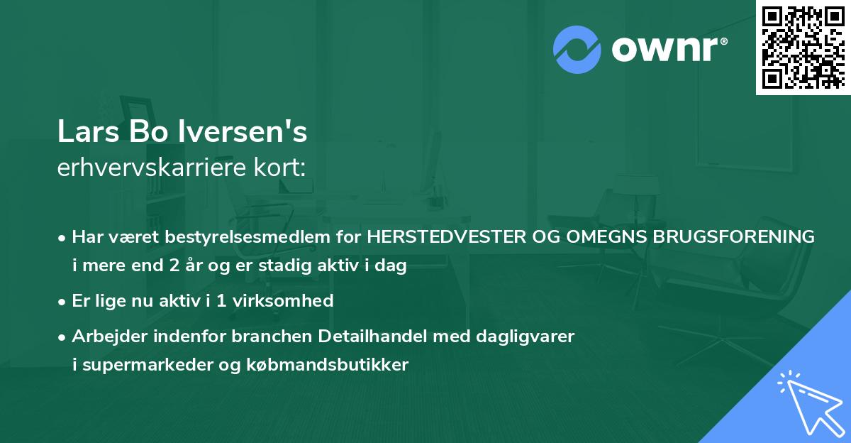 Lars Bo Iversen's erhvervskarriere kort