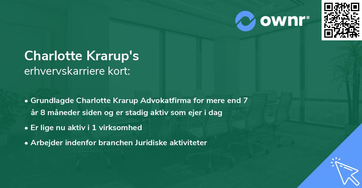 Charlotte Krarup's erhvervskarriere kort