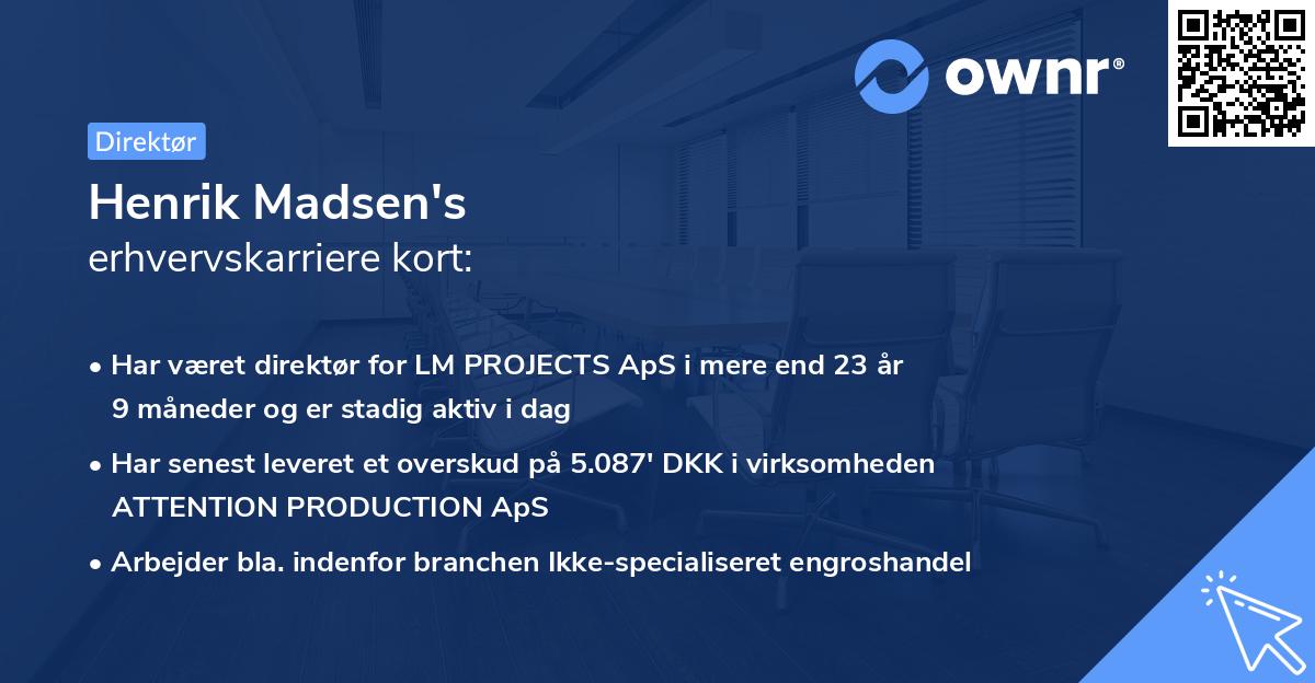 Henrik Madsen's erhvervskarriere kort