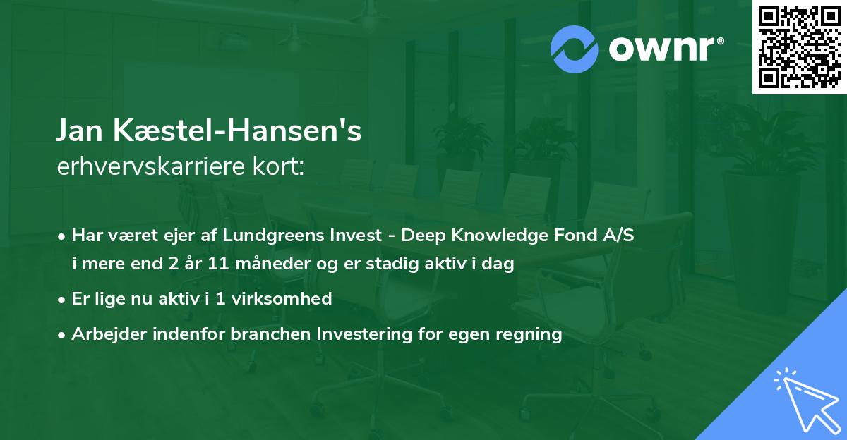 Jan Kæstel-Hansen's erhvervskarriere kort