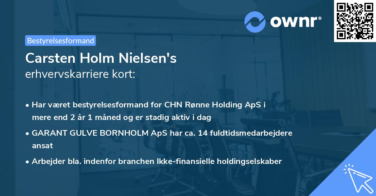 Carsten Holm Nielsen's erhvervskarriere kort
