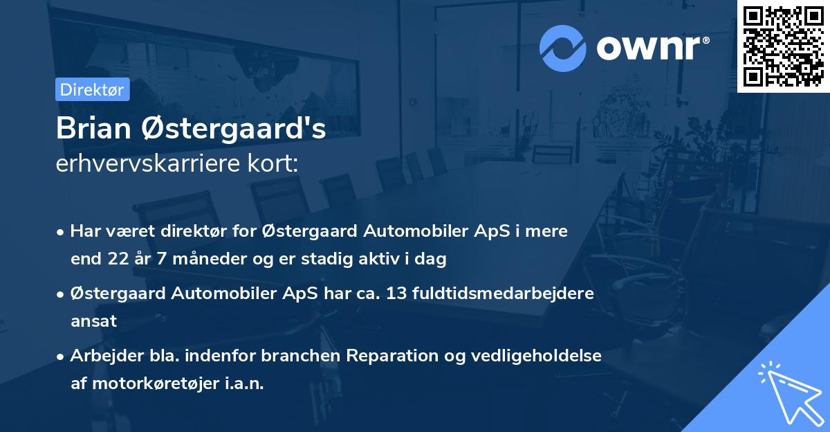 Brian Østergaard's erhvervskarriere kort