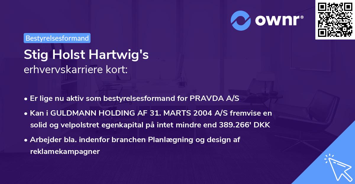 Stig Holst Hartwig's erhvervskarriere kort