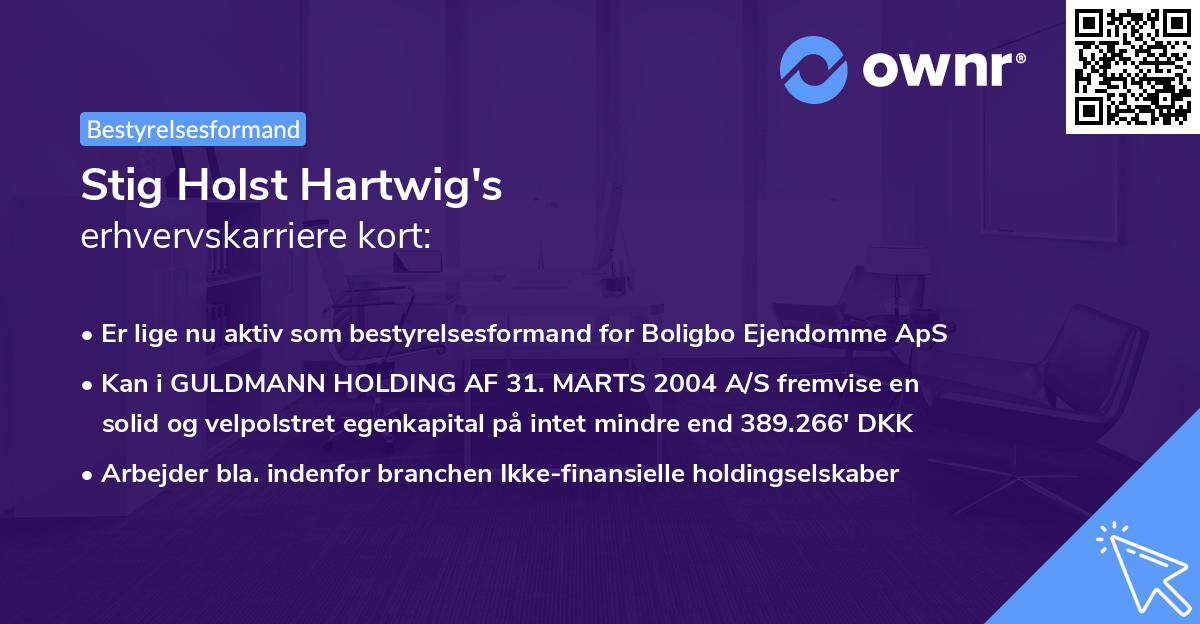 Stig Holst Hartwig's erhvervskarriere kort