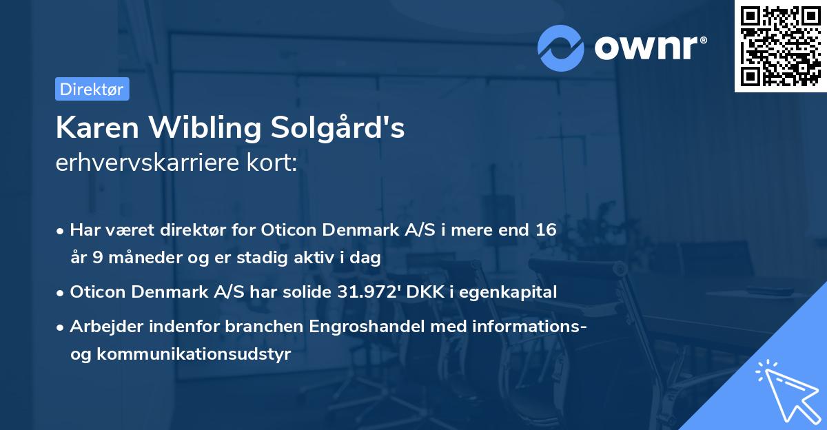 Karen Wibling Solgård's erhvervskarriere kort