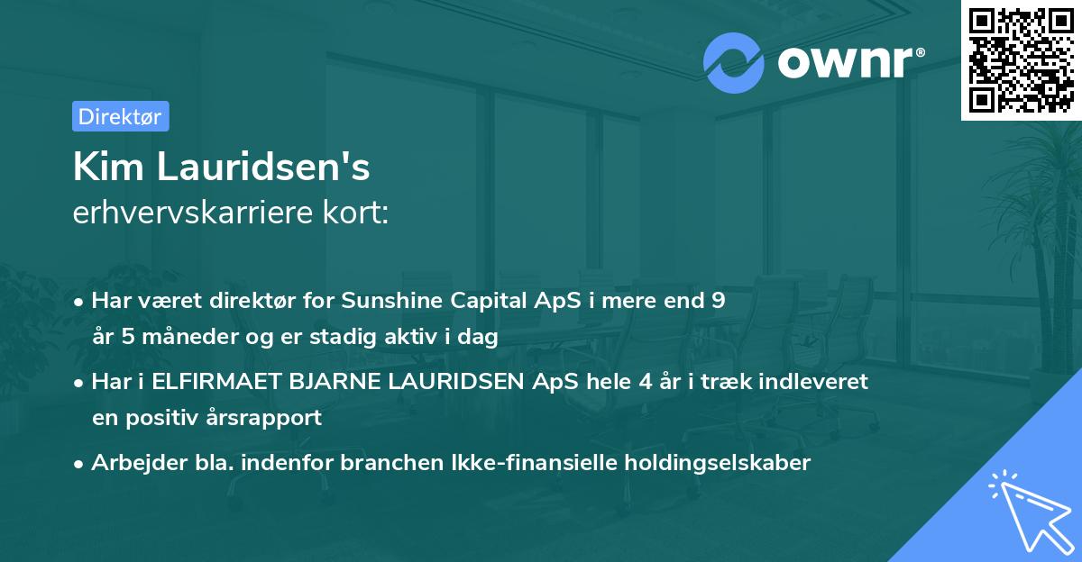 Kim Lauridsen's erhvervskarriere kort