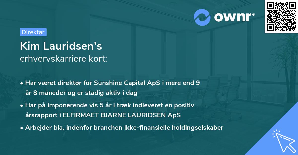 Kim Lauridsen's erhvervskarriere kort