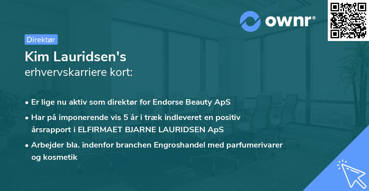 Kim Lauridsen's erhvervskarriere kort