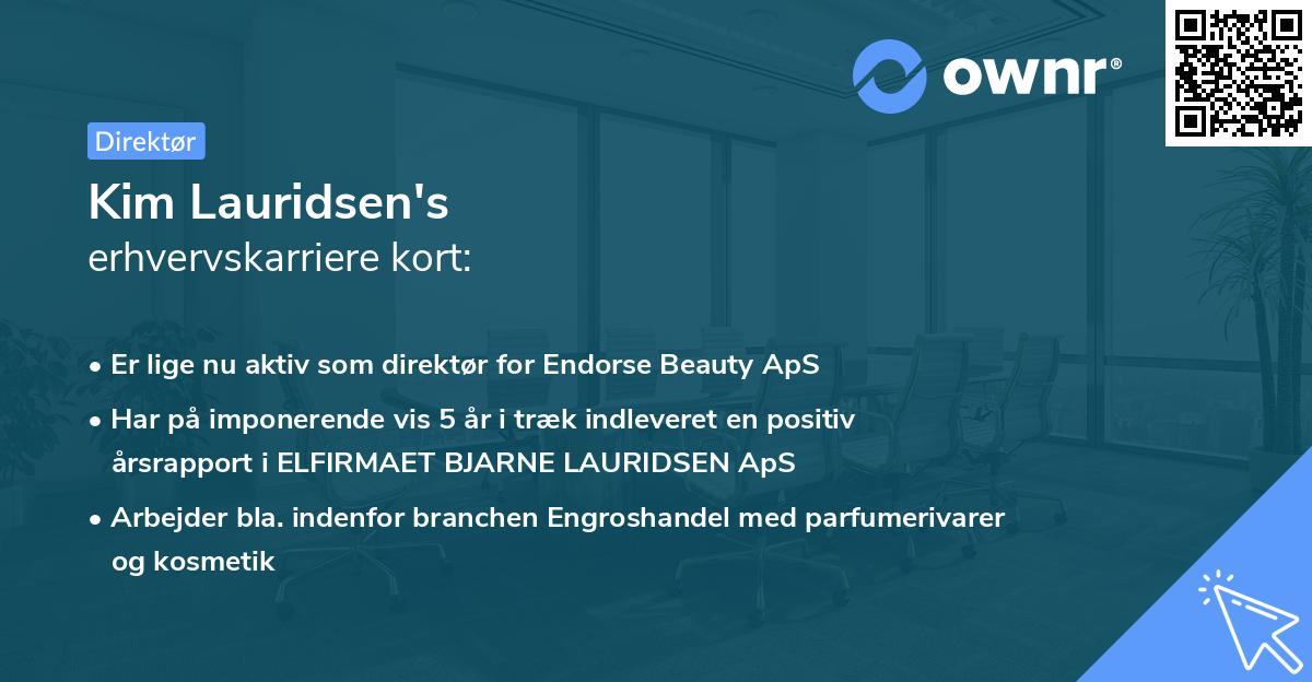 Kim Lauridsen's erhvervskarriere kort
