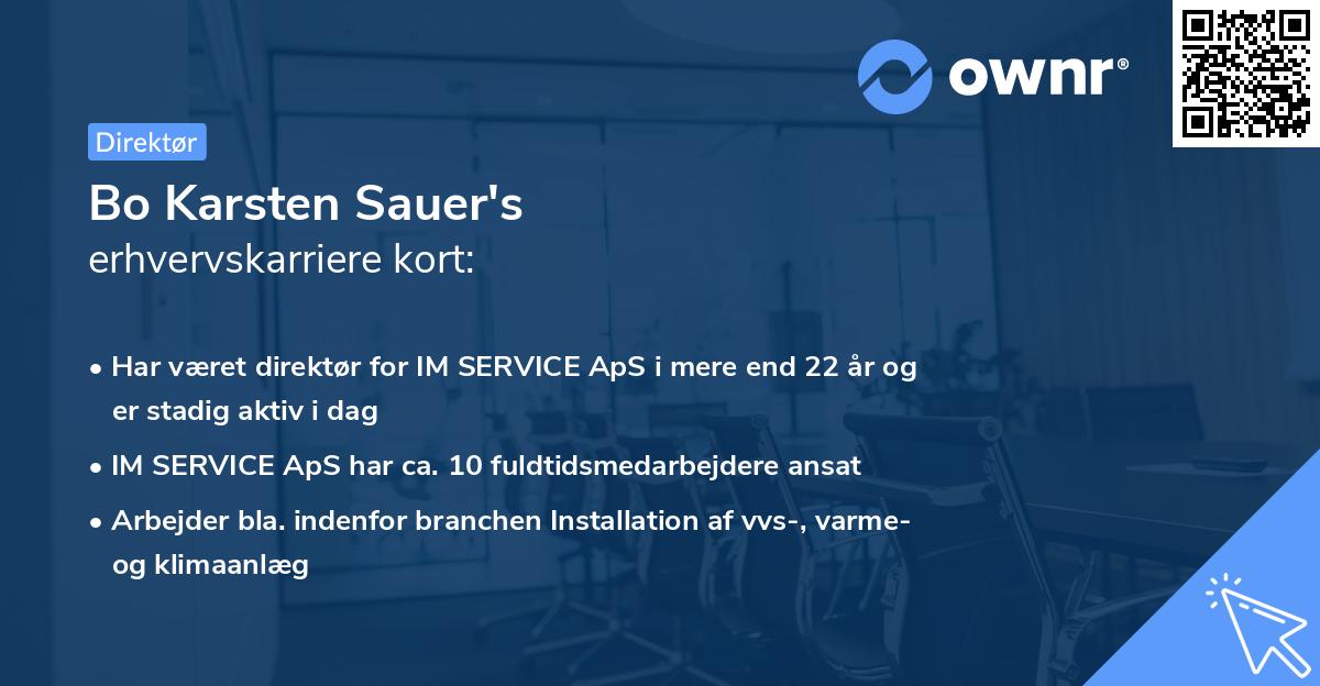Bo Karsten Sauer's erhvervskarriere kort