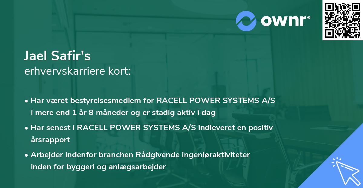 Jael Safir's erhvervskarriere kort