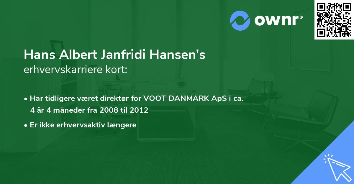 Hans Albert Janfridi Hansen's erhvervskarriere kort
