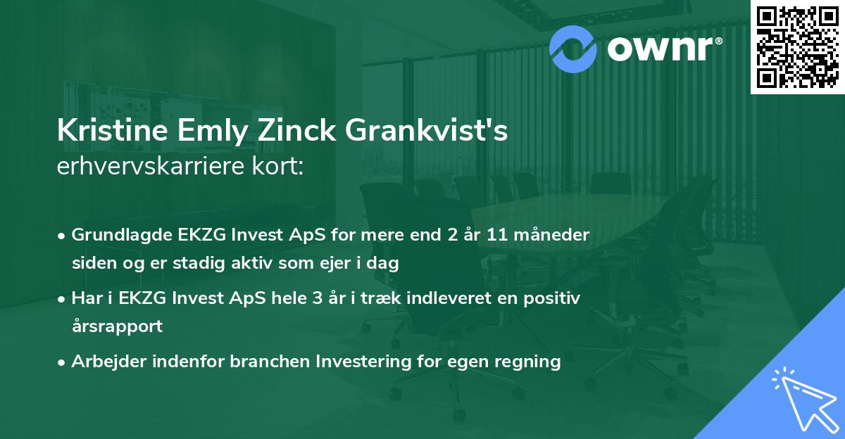 Kristine Emly Zinck Grankvist's erhvervskarriere kort