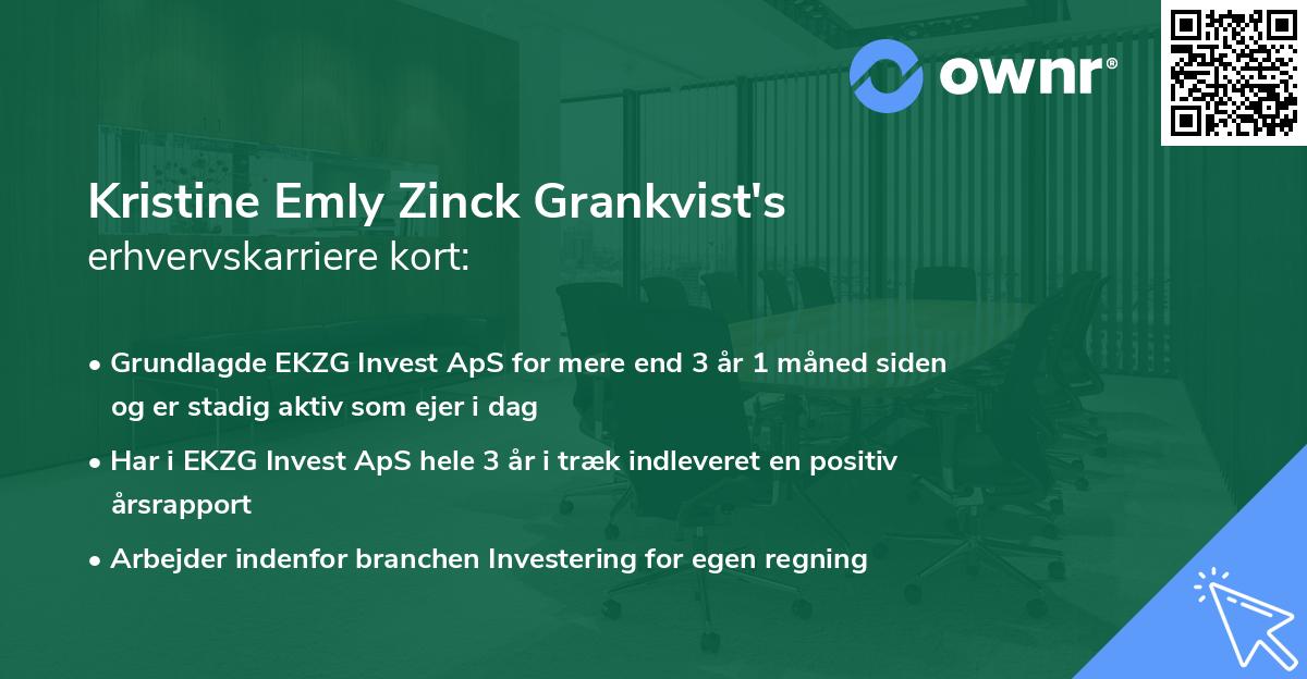 Kristine Emly Zinck Grankvist's erhvervskarriere kort