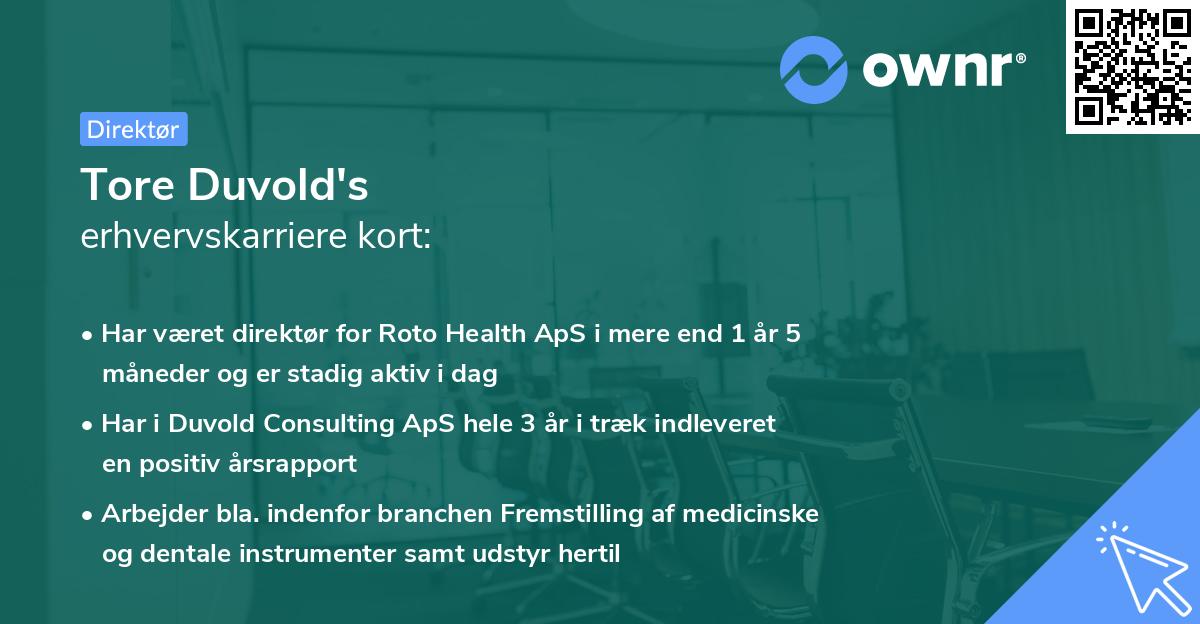 Tore Duvold's erhvervskarriere kort