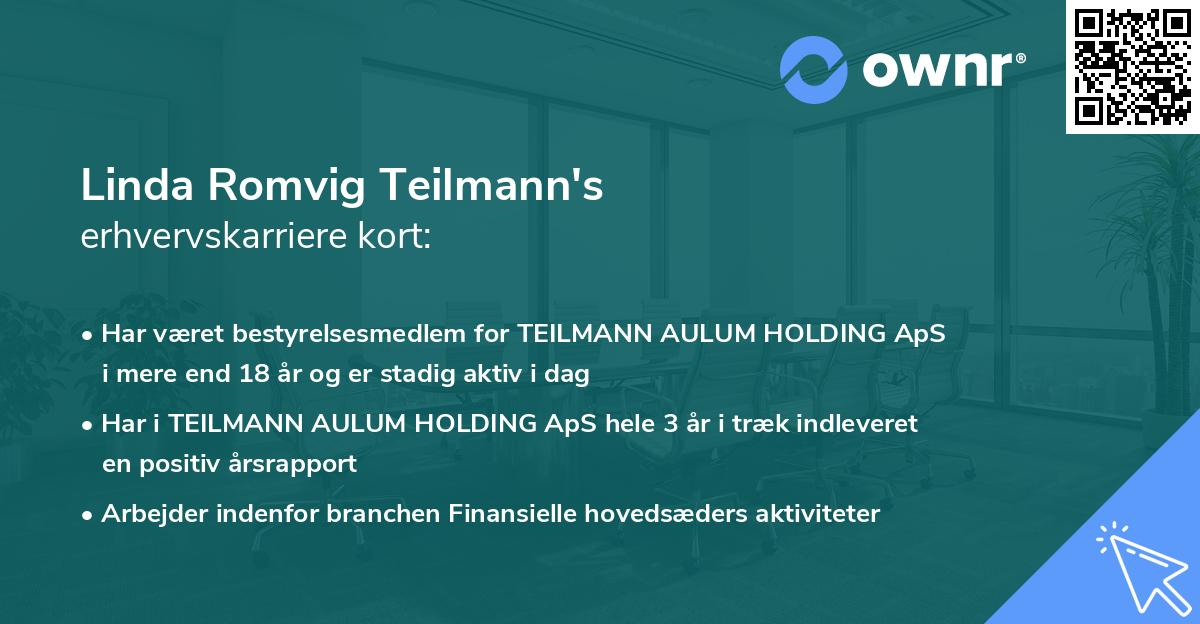 Linda Romvig Teilmann's erhvervskarriere kort