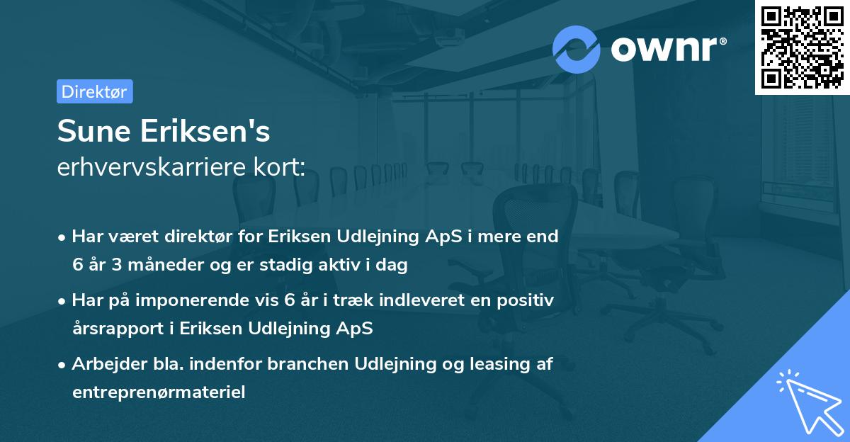 Sune Eriksen's erhvervskarriere kort