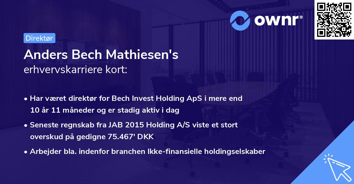 Anders Bech Mathiesen's erhvervskarriere kort