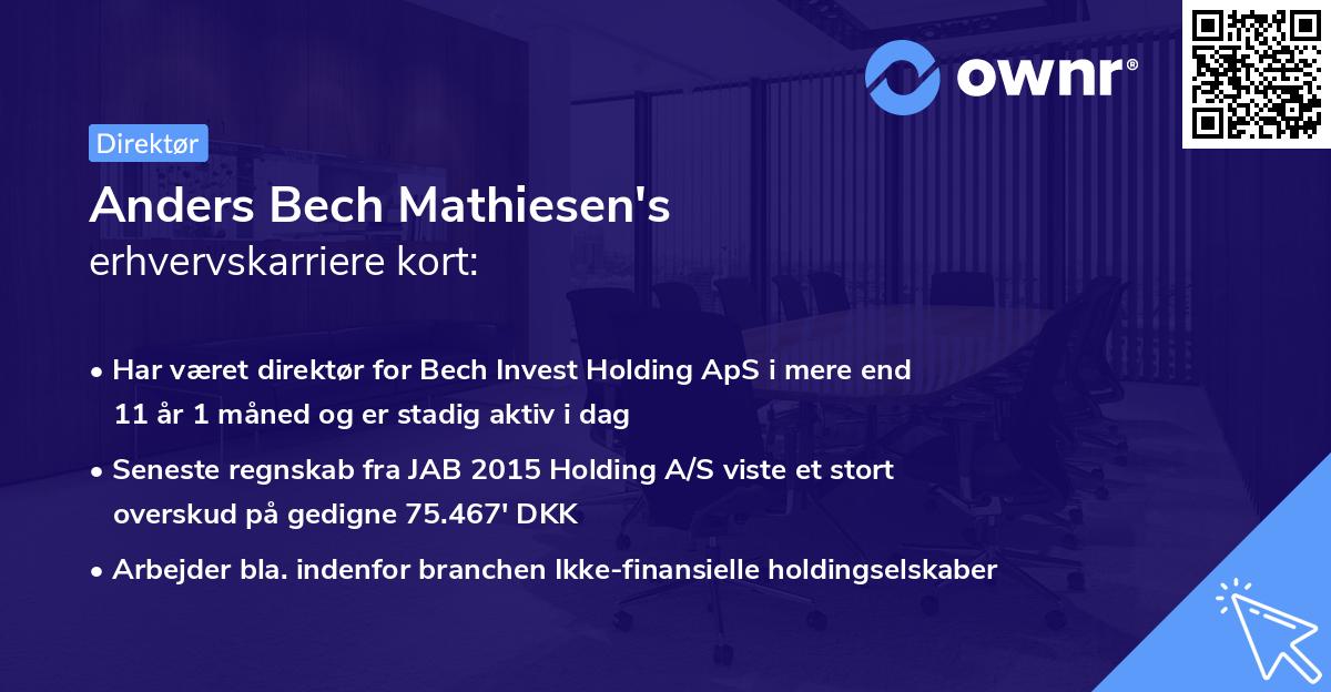 Anders Bech Mathiesen's erhvervskarriere kort