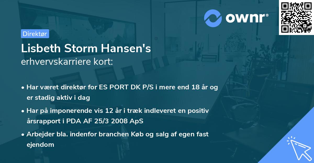 Lisbeth Storm Hansen's erhvervskarriere kort
