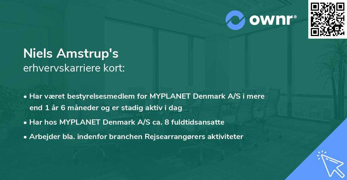 Niels Amstrup's erhvervskarriere kort