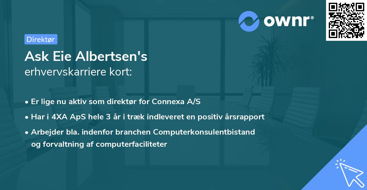 Ask Eie Albertsen's erhvervskarriere kort