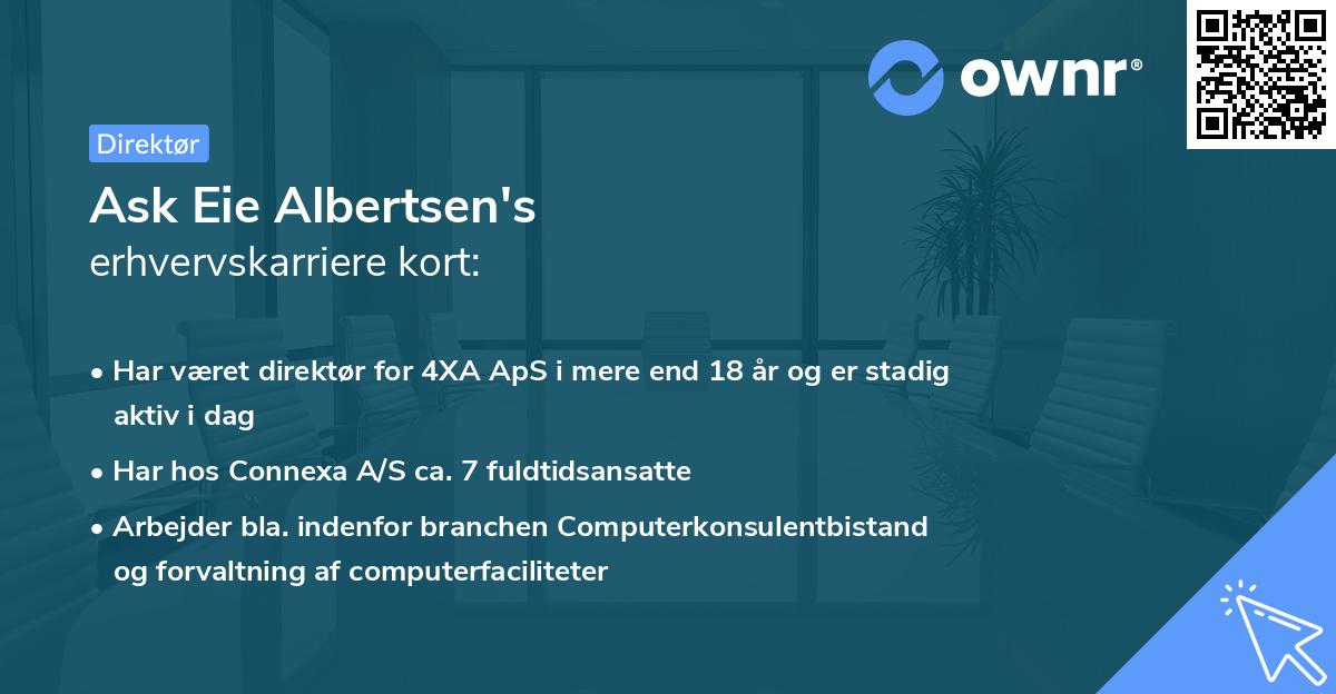 Ask Eie Albertsen's erhvervskarriere kort