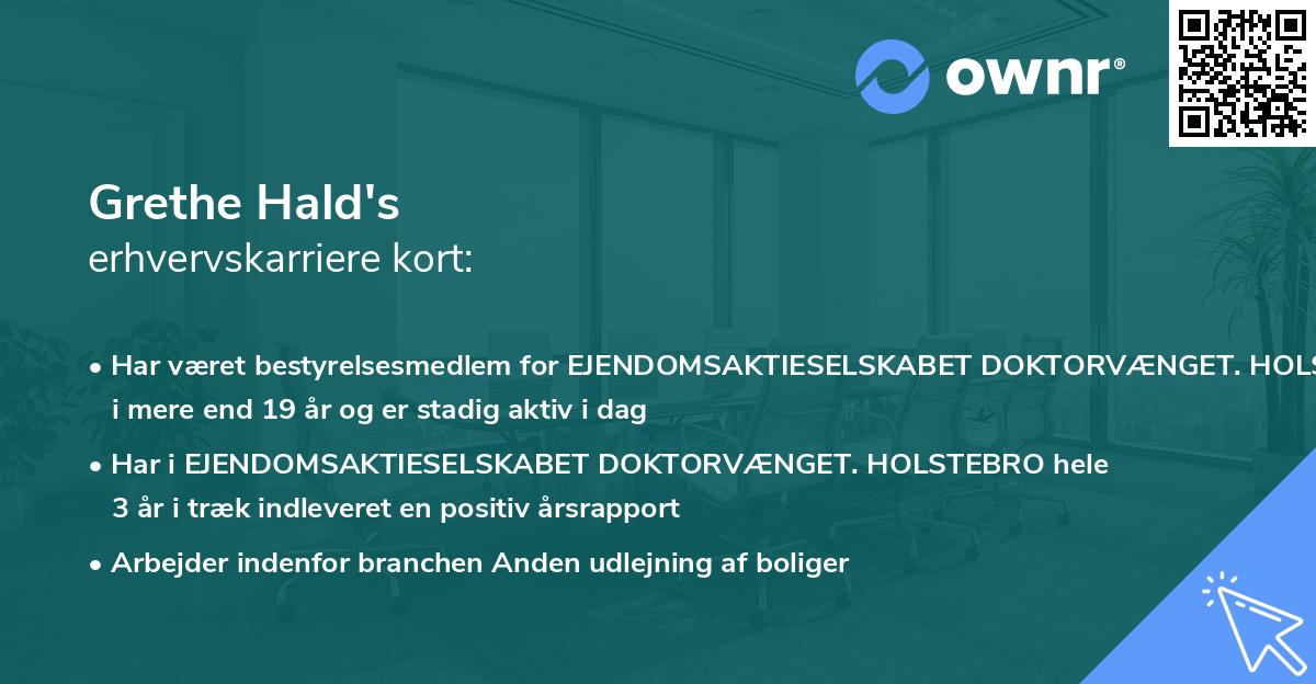 Grethe Hald's erhvervskarriere kort